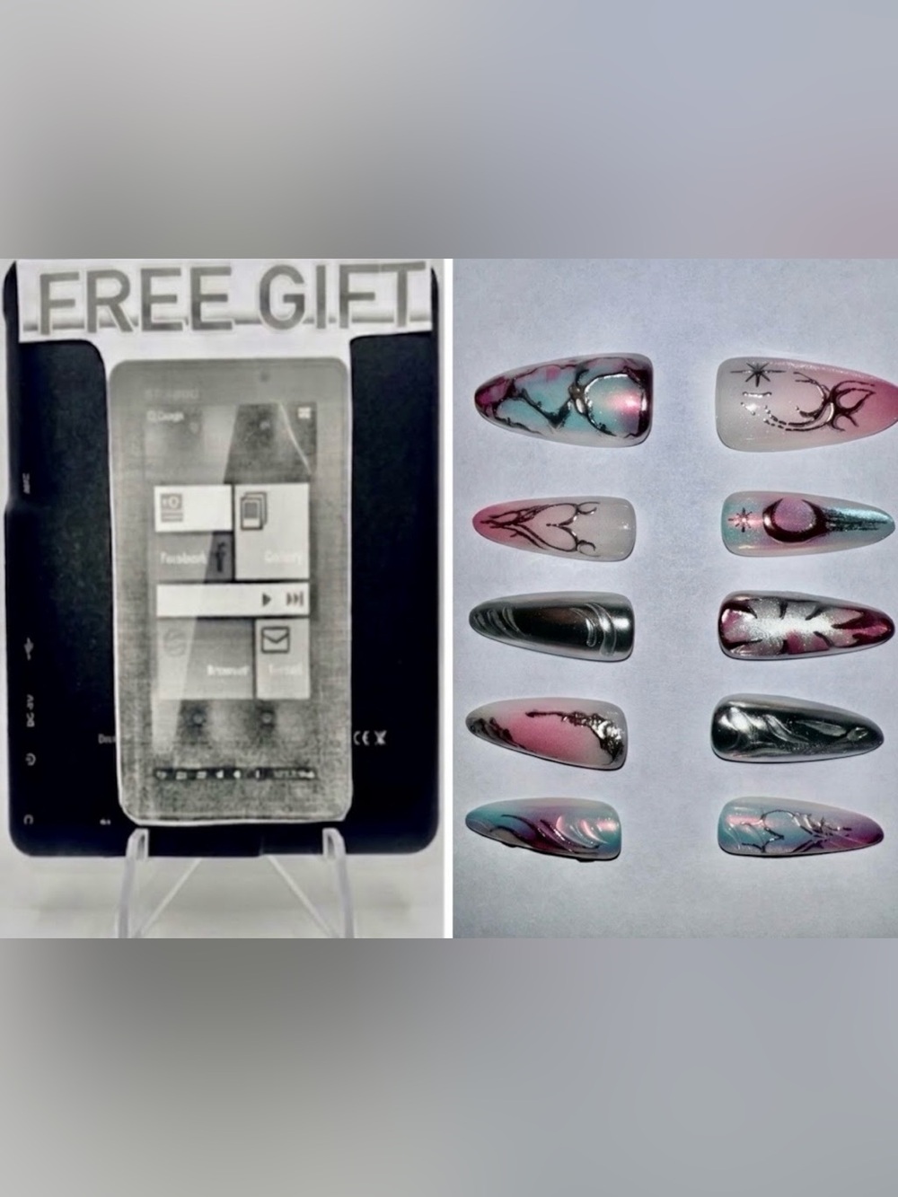 Look Beautiful Nail Art Press-Ons with a free tablet